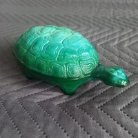 Türkiz zöld cseh üveg teknős ékszertartó