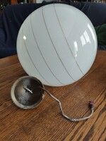 Vintage belga opalin üveg gömblámpa – Mid-Century / Space Age csillár (30 cm)