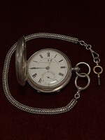 John Hawley Limited / London/ 1904 Viktoriánus kori Ezüst/925/ Zsebóra Ezüst lánccal és kulcsával!!!
