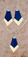 Új,handmade valódi bőr szett -nyaklánc+fülbevaló