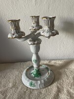 Herendi zöld Apponyi mintás 3 ágú gyertyatartó!