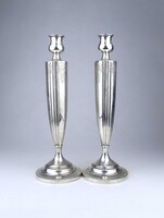 2A238 Régi vésett mintás sterling ezüst gyertyatartó pár 28.8 cm