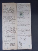 Királyi Járásbíróság Vasvár, kielégítési végrehajtási kérelem 1877-ből 20 krajcáros illetékbélyeggel