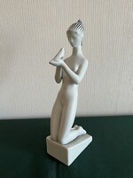 Zsolnay Török János Lány galambbal porcelán figura (P0062)