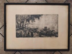 Rézkarc, Gulyás Ferenc: Halászélet, Szépművészeti Múzeum