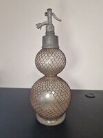 Vintage Kétrészes Szódásüveg Hálóval – Gyűjtői darab / Lakásdekoráció
