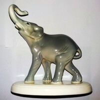Antik kisebb MÉRETŰ Kispest - GRÁNIT Trombitáló elefánt porcelán figura 13 X 13 cm a képek szerint 2