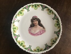 Antik porcelán tányér M-Z Ausztria kézzel festett 33cm.