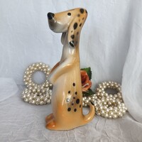 Jelzett, ritka, retro kerámia kutya figura – ágaskodó foltos tacskó