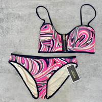 Juicy Couture Shel-Shock sötétkék-pink színes bikini/kétrészes fürdőruha M