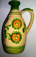 Vintage Gorka Lívia füles mázas kerámia kancsó korsó NÉPIES FELFOGÁSBAN RITKA DARAB 17 x 11 cm