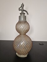 Vintage Kétrészes Szódásüveg Hálóval – Gyűjtői darab / Lakásdekoráció