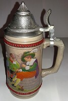 1960'S VINTAGE GERZ -WEST GERMANY - ónfedeles sörös KŐKORSÓ - TRADÍCIONÁLIS KOCSMA DOMBORJELENETTEL