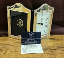 Luxus Isabel Cabanillas (Cabani'Or) 925 Sterling ezüst képkeret és ébresztőóra – Új, Dobozában!
