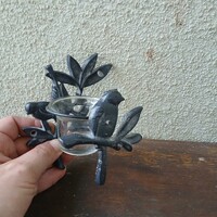 Érdekes régi madaras öntött vas fali mécsestartó (15x8,5x9,5 cm)