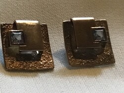 Modern Art Deco stílusú ezüst 925  fülbevalók (1,5x1,5 cm)