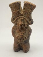 Vintage Mexikói Terrakotta Figura – Prekolumbián Stílusú Agyag Idol