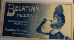 1920.- 1 db számolócédula - Belatiny pezsgő