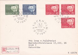 1961 FDC Svédország Nóbel Díjasok Elsőnapi Boríték