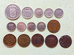 Hollandia 15 db Különböző Érme 1 5 10 25 Cent 1 Gulden 1914-1998