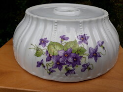Antik Zsolnay ibolyás pogácsás tál, 25 cm