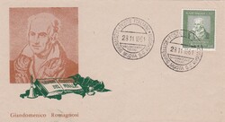 1961 FDC Olasazország Giandomenico Romagnosi Elsőnapi Boríték