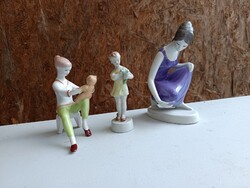 3db Magyar Porcelán Csaj Egyben - Aquincum Zsolnay Hollóházi