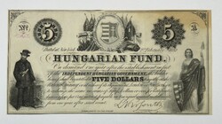5 Dollar 1852 - New York - HIBÁS: PAPÍRRÁNC - Kossuth Lajos - aUNC-UNC / Hajtatlan tartásban
