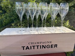 CHAMPAGNE CLUB - Taittinger pezsgőkóstoló pohár szett (10 db, 16 cl) eredeti 3L Jeroboam faládában