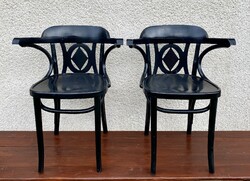 2 db fekete thonet stílusú fekete karosszék kávéházi székek rombusz háttámla mintával