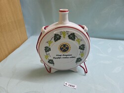 A1850 Hollóházi Mányi bányaüzem Nyugdíjba vonulás emlékére kulacs 22 cm