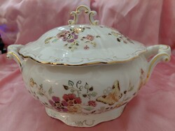 HIBÁTLAN! Zsolnay porcelán pillangó mintás leveses tál
