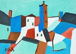 Festmény (01/01) - BÁNFI : SZENTENDRE (olaj, karton, 35x25  cm)