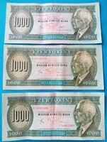 3 db 1000 Forintos 1983 "A,B,C,"  betűsorral