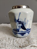 Delft váza fém peremmel