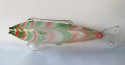 Nagy méretű retro üveghal ritka színvariációval - 39 cm