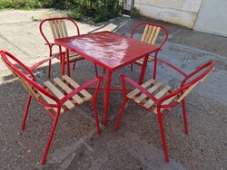 Különleges egyedi kerti garnitúra régi kerti bútor retro vendéglátos asztalok kerti székek