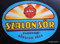 Régi sörös italcíme (Pannónia Sörgyár, Pécs) szép állapotban