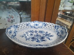 Alt Német,Germany Kardos Meissen 1815-1824,Virág Mintás,Áttört Porcelán Kínáló.27 cm