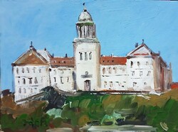 Festmény (01/26) - BÁNFI : PANNONHALMA  (olaj, karton, 25x35  cm)