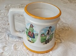 Vintage Bodrogkeresztúri kerámia korsó – népies mintával