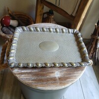 Érdekes antik alpakka tálca (30,3x21,1 cm)