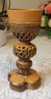 Retro Nyugat-Német kerámia kehely, kupa, gyertya tartó (Jasba / W. Germany, 22 cm)