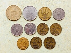 Magyarország 11 db Különböző Érme 2 5 10 100 Forint 1970-1995