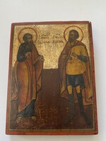 Szent Jónás, Szent Alexij XIX.sz. Orosz IKON 14X10X1 cm