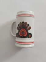 Hollóházi porcelán korsó - népművészeti mintával