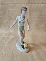 Hollóházi art deco focista fradi mezben