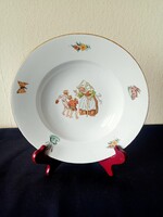 Zsolnay porcelán mesetányér Jancsi és Juliska kézi festéssel