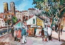 Festmény (02/01) - BÁNFI : PÁRIZS (olaj, karton, 50x35  cm)