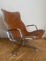 Szedleczky Rudolf bőrözött karfás pihenőszék - design vintage eames retro